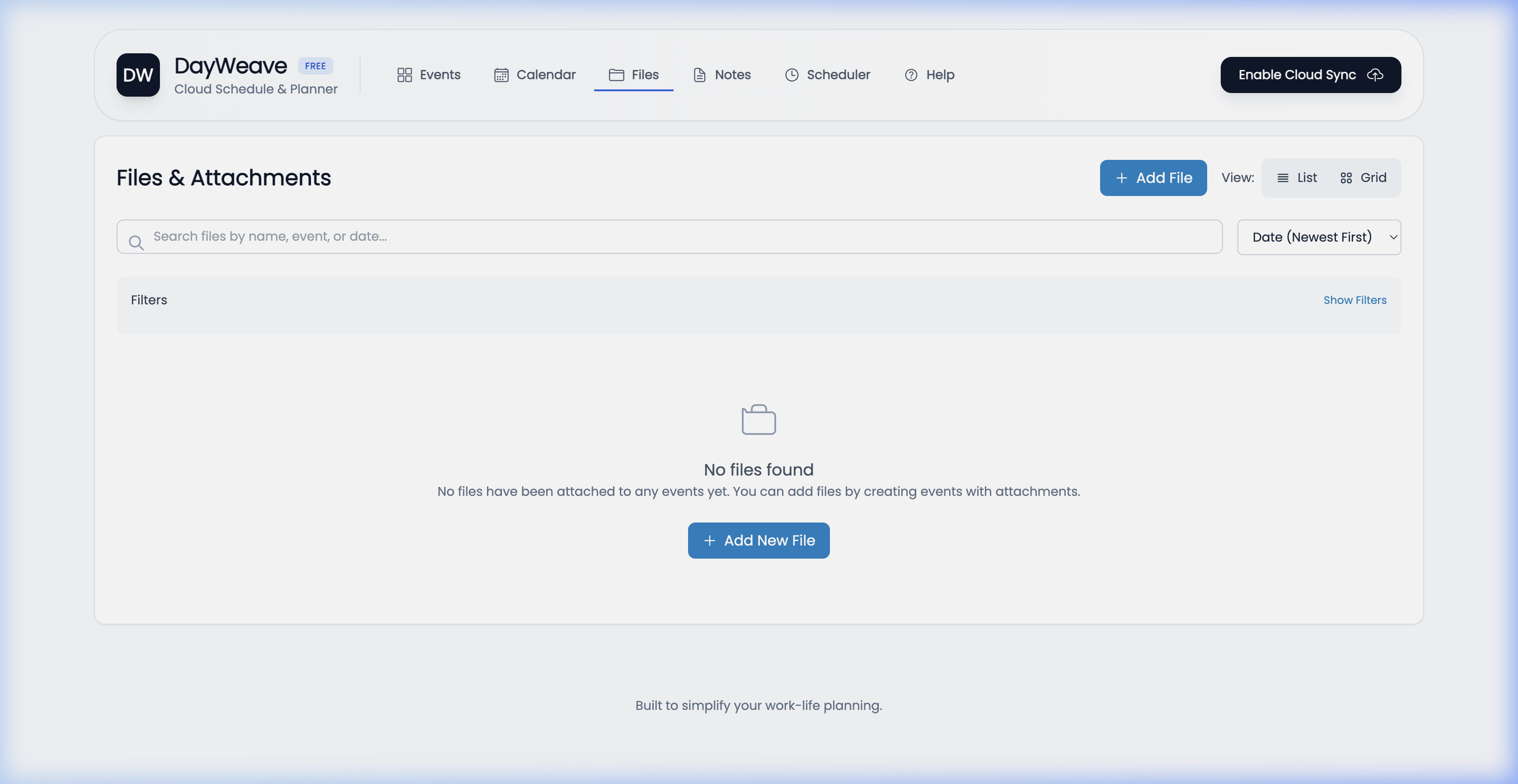 Files tab screenshot