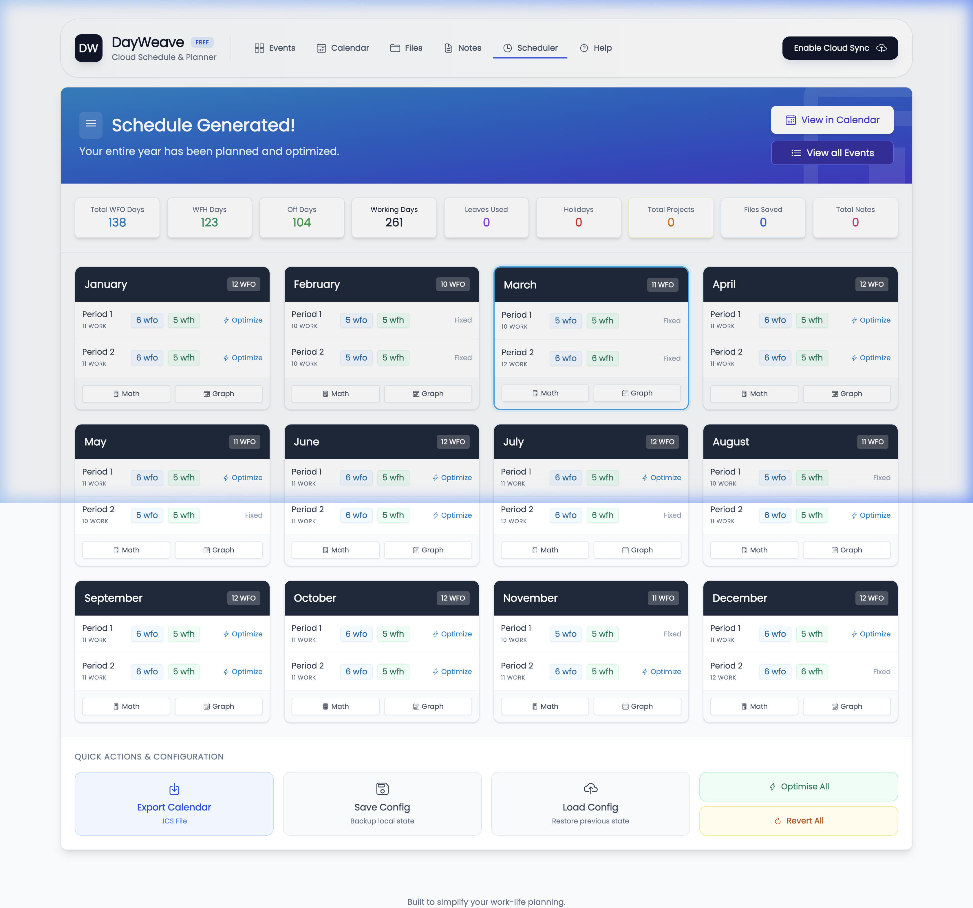 Plan Scheduler tab screenshot