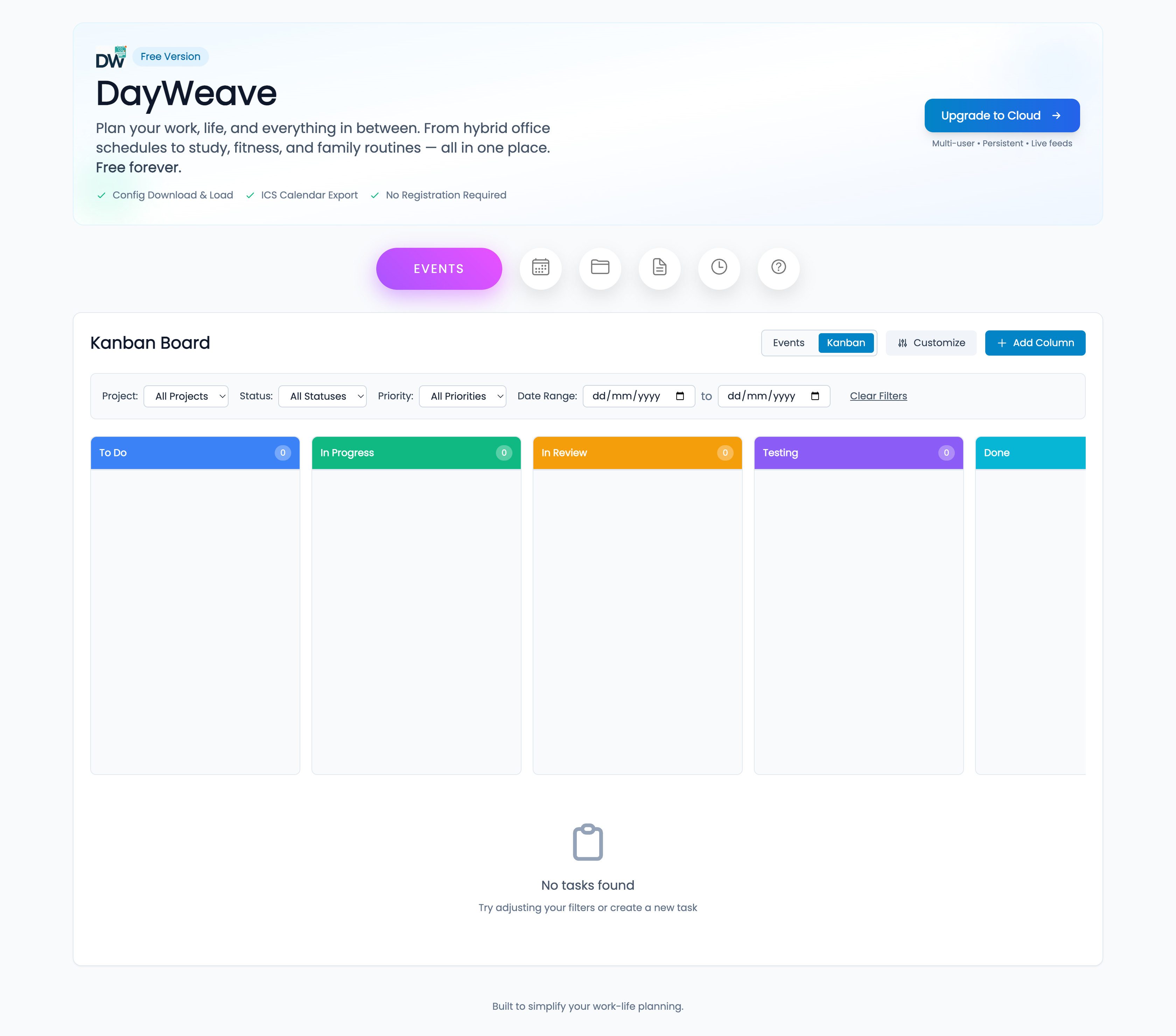 Kanban board view screenshot
