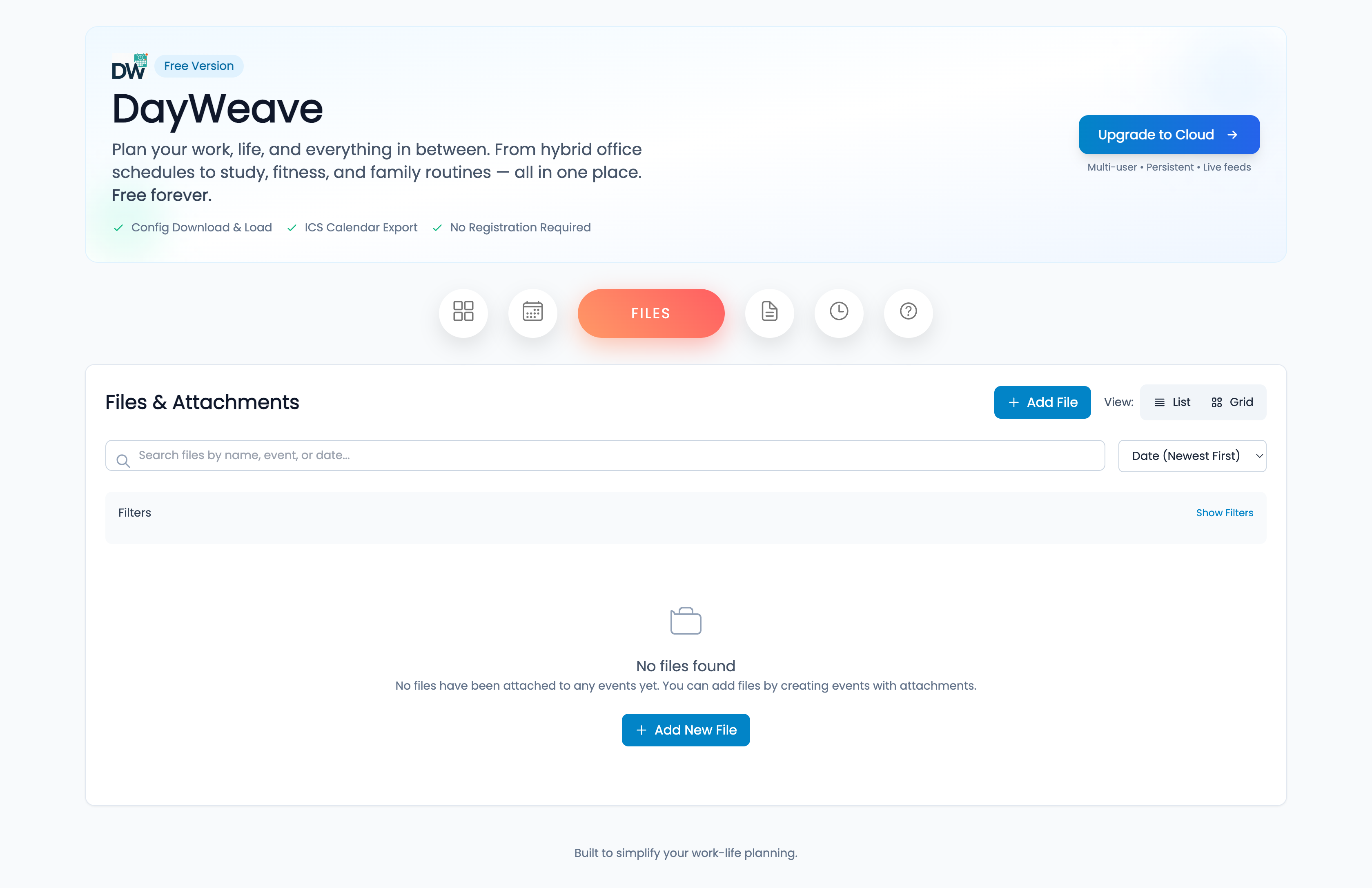Files tab screenshot