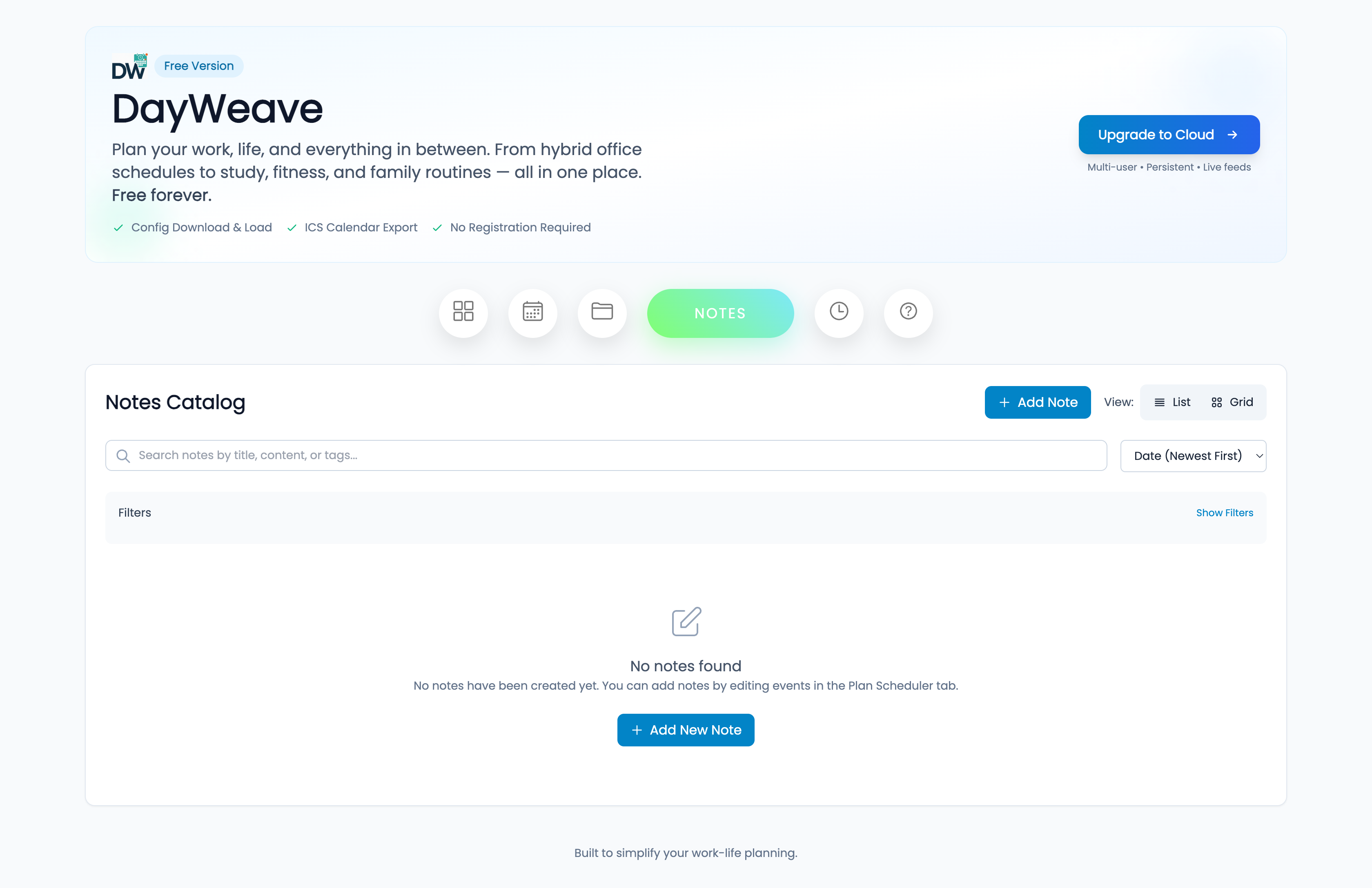 Notes tab screenshot